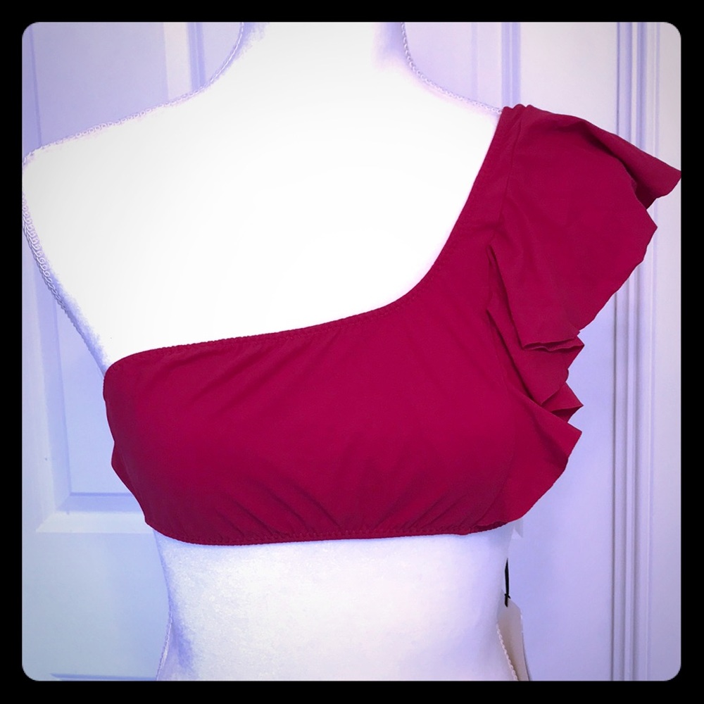 Mouille Red One Shoulder Swim Top UK 10 US 6